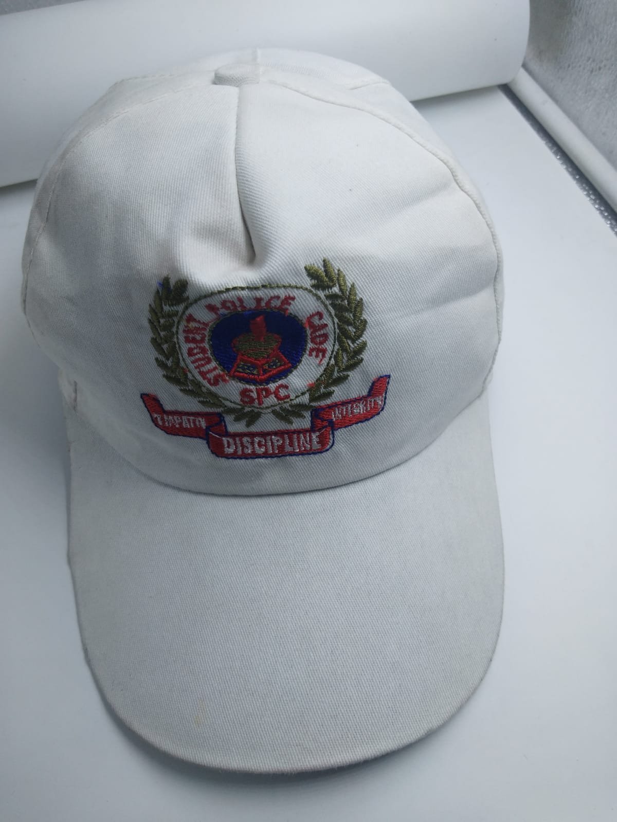 School / Institution Embroidered White Cap